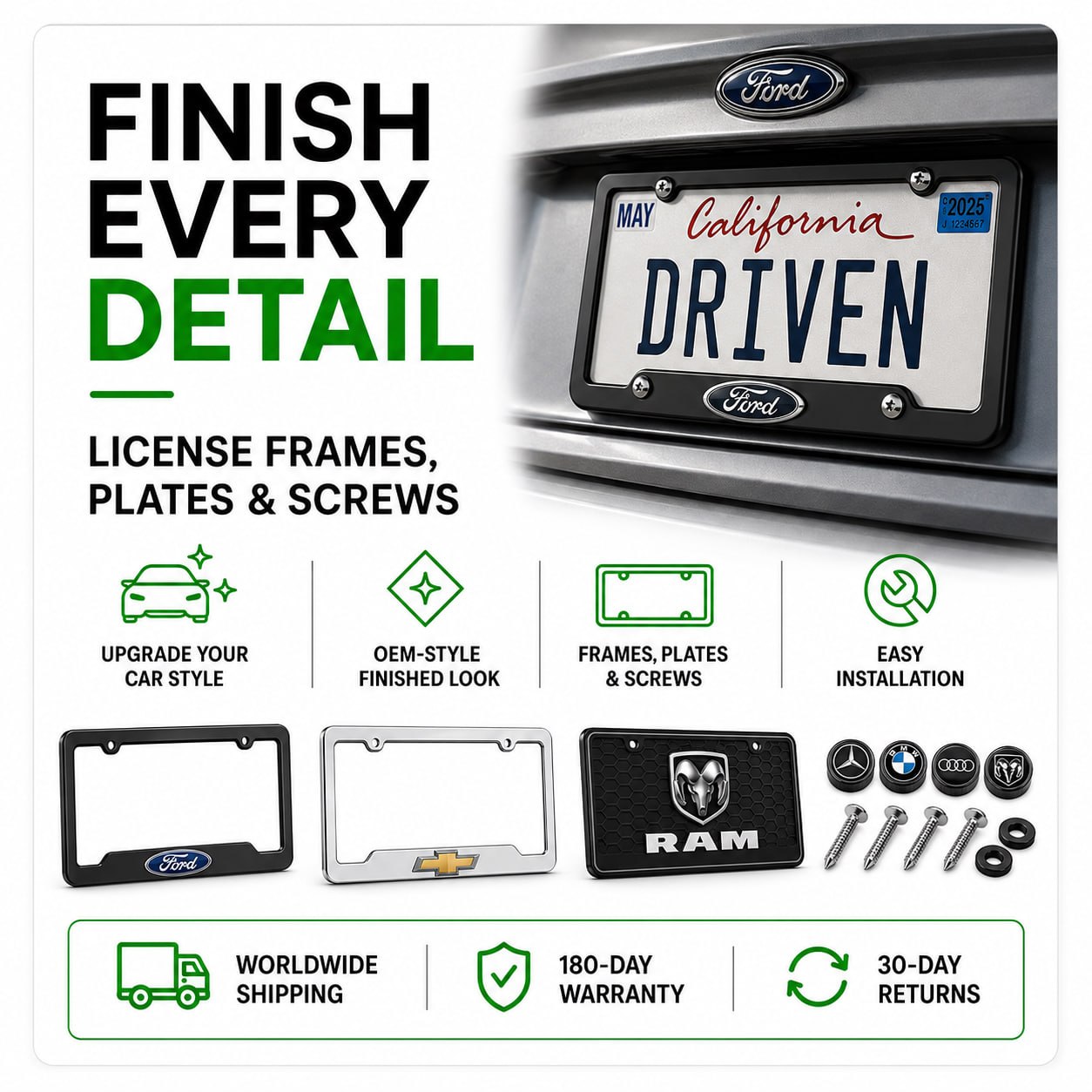 License plate frames and decorative plates: easy installation, premium quality, perfect fit