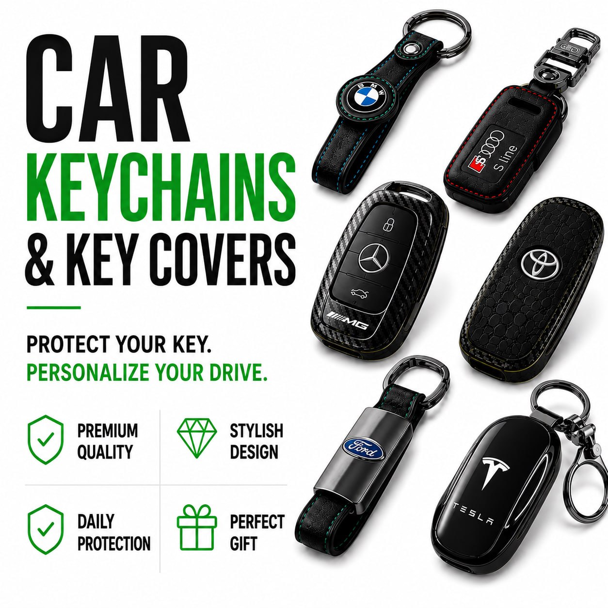 Car keychains and key covers: premium quality, stylish design, daily protection, perfect gift